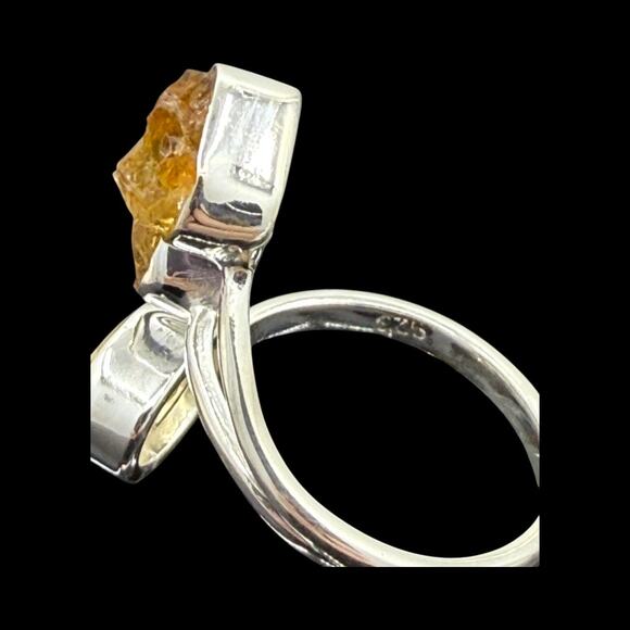 Natural Raw Citrine Faceted Citrine Ring 925 Sterling Silver Size - Picture 6 of 6